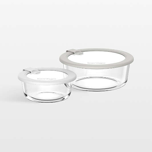 Bentgo Signature 4-Piece White Stone Multi-color Round Glass Food Storage Set