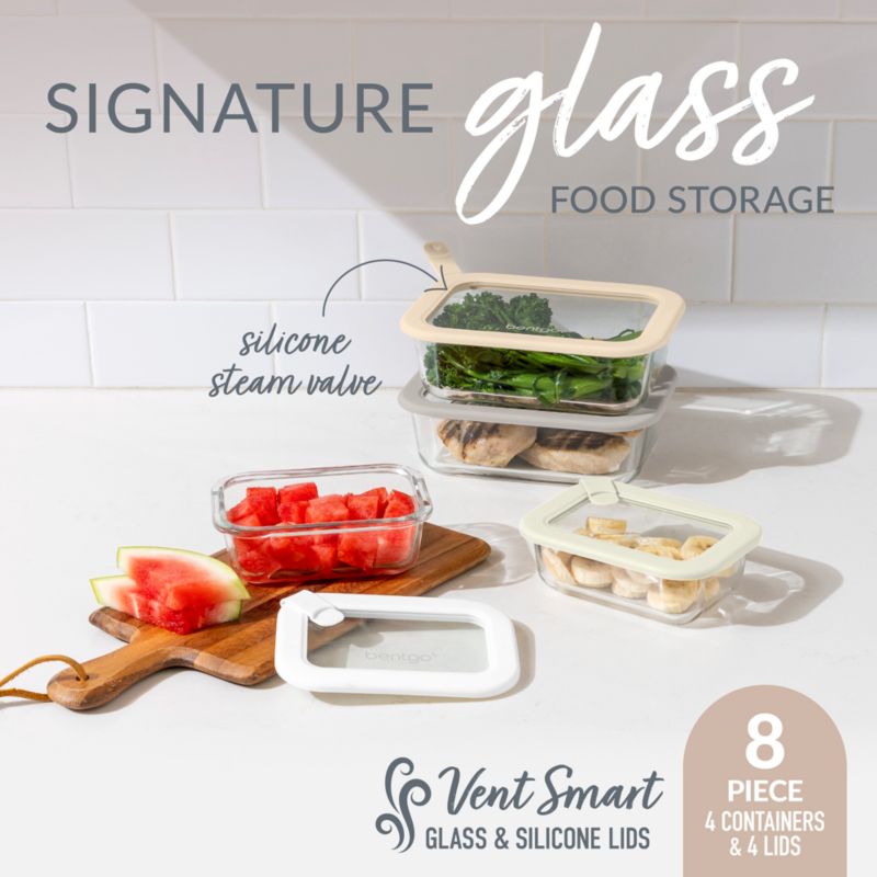 Bentgo Signature 8-Piece White Stone Multi-color Small Glass Food Storage Set - image 1 of 5