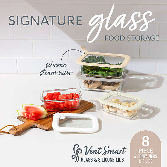 Bentgo Signature 8-Piece White Stone Multi-color Small Glass Food Storage Set
