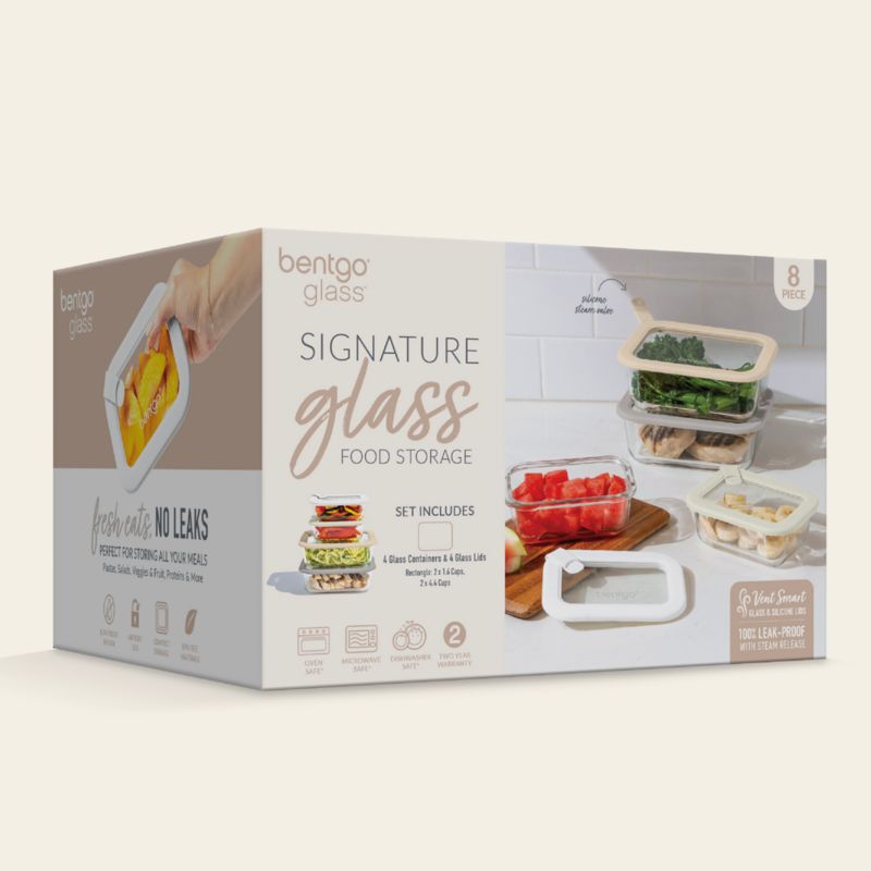 Bentgo Signature 8-Piece White Stone Multi-color Small Glass Food Storage Set - image 4 of 5
