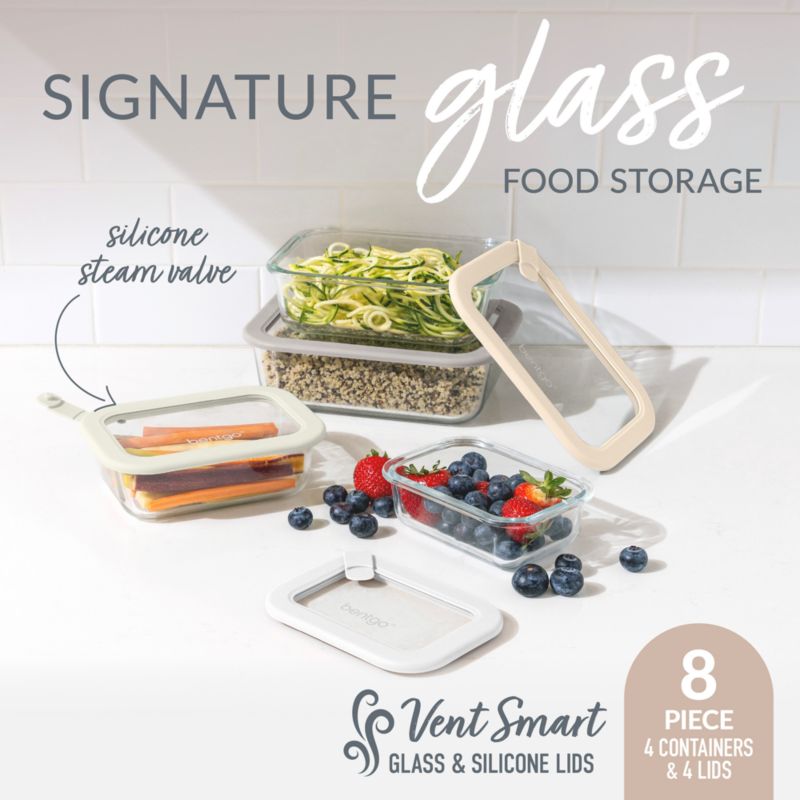 Bentgo Signature 8-Piece White Stone Multi-color Glass Food Storage Set - image 1 of 5