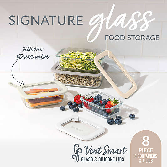 Bentgo Signature 8-Piece White Stone Multi-color Glass Food Storage Set
