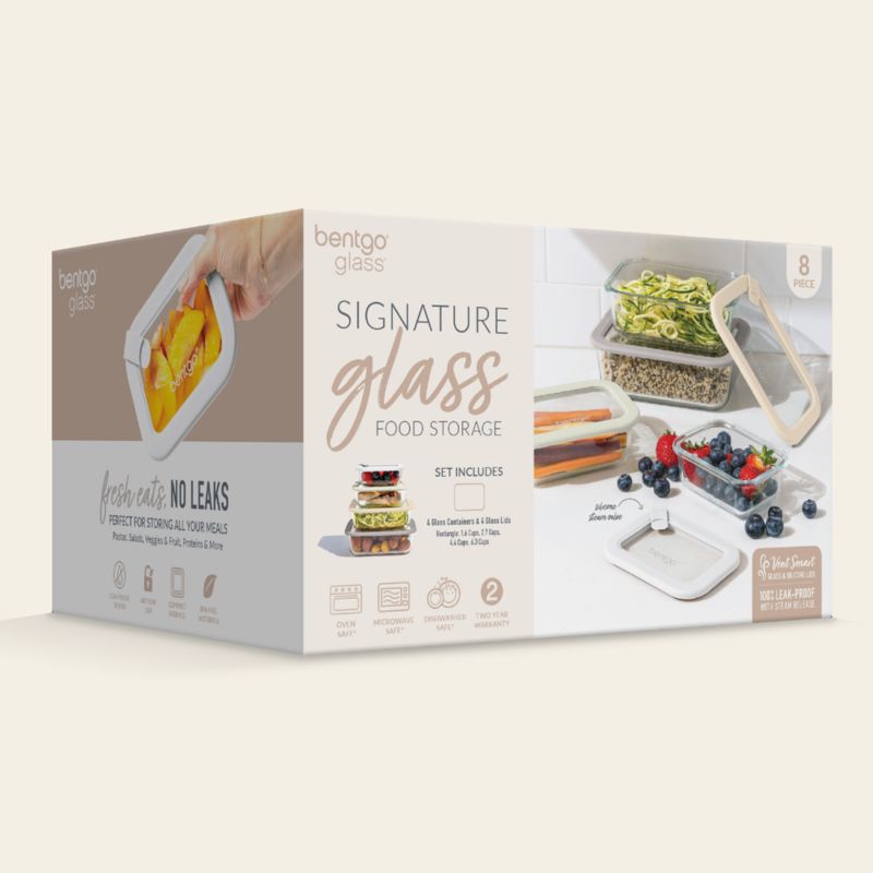 Bentgo Signature 8-Piece White Stone Multi-color Glass Food Storage Set - image 3 of 5