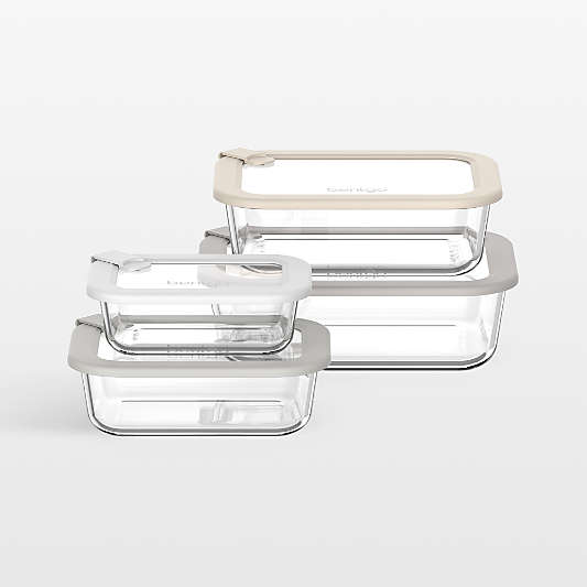 Bentgo Signature 8-Piece White Stone Multi-color Glass Food Storage Set