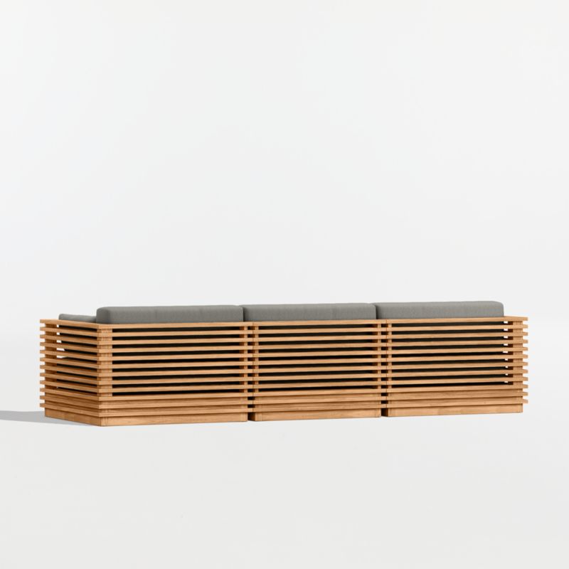 Batten 120" Natural Teak Outdoor Sofa with Canvas Charcoal Sunbrella ® Cushions - image 9 of 10