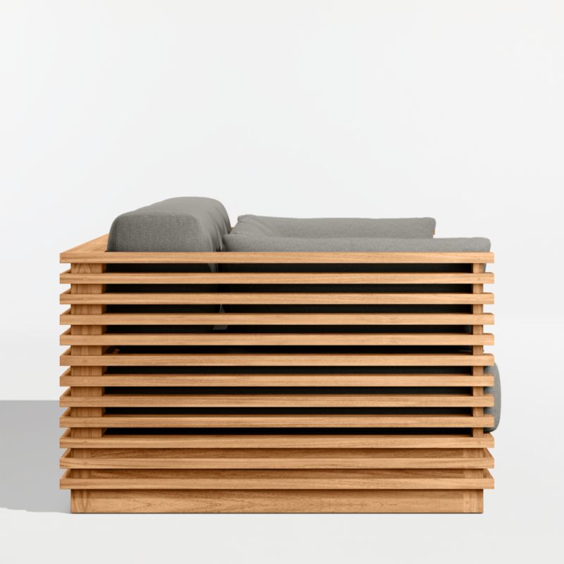 Batten 120" Natural Teak Outdoor Sofa with Canvas Charcoal Sunbrella ® Cushions - image 8 of 10