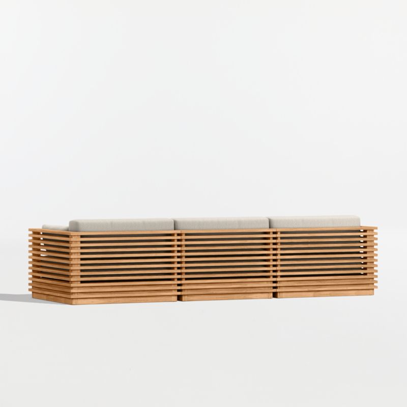 Batten 120" Natural Teak Outdoor Sofa with Canvas Flax Sunbrella ® Cushions - image 10 of 10