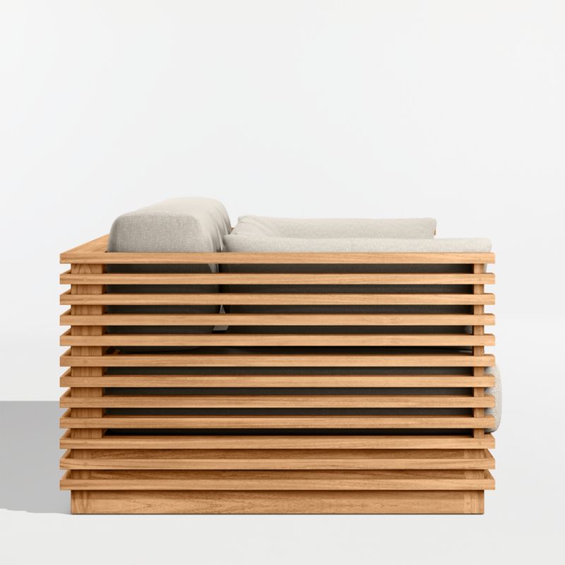 Batten 120" Natural Teak Outdoor Sofa with Canvas Flax Sunbrella ® Cushions - image 9 of 10