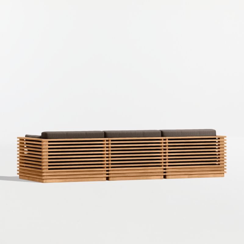 Batten 120" Natural Teak Outdoor Sofa with Canvas Java Sunbrella ® Cushions - image 9 of 10