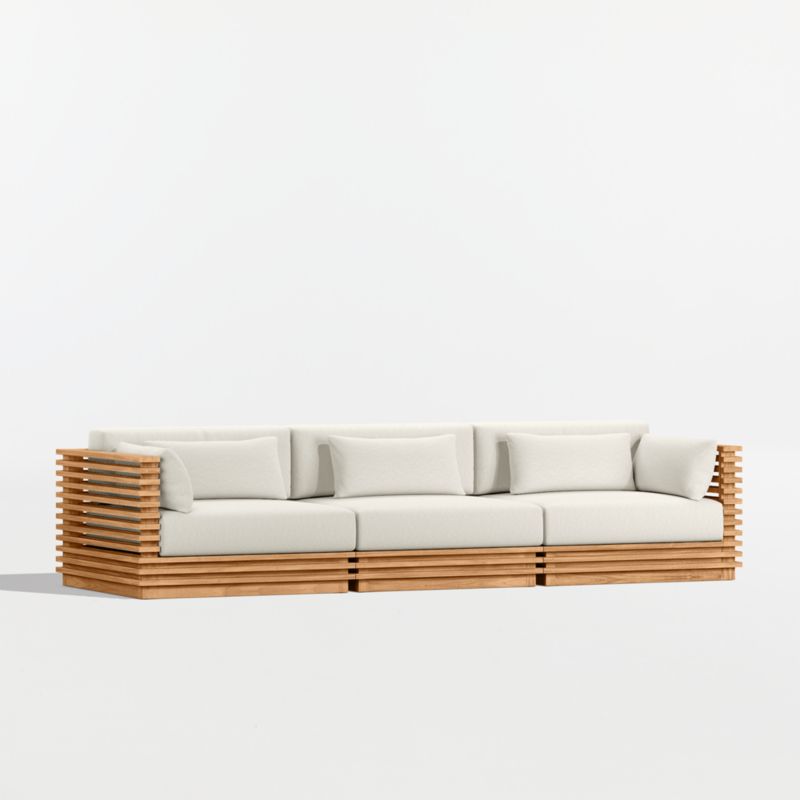 Batten 120" Natural Teak Outdoor Sofa with Canvas Natural Sunbrella ® Cushions - image 7 of 10