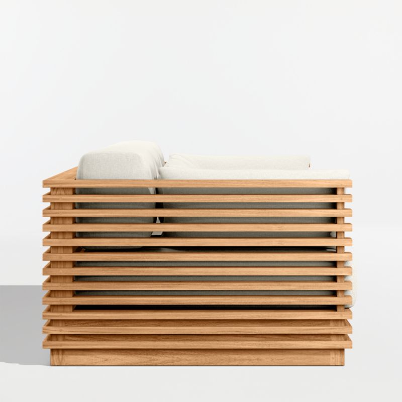 Batten 120" Natural Teak Outdoor Sofa with Canvas Natural Sunbrella ® Cushions - image 8 of 10