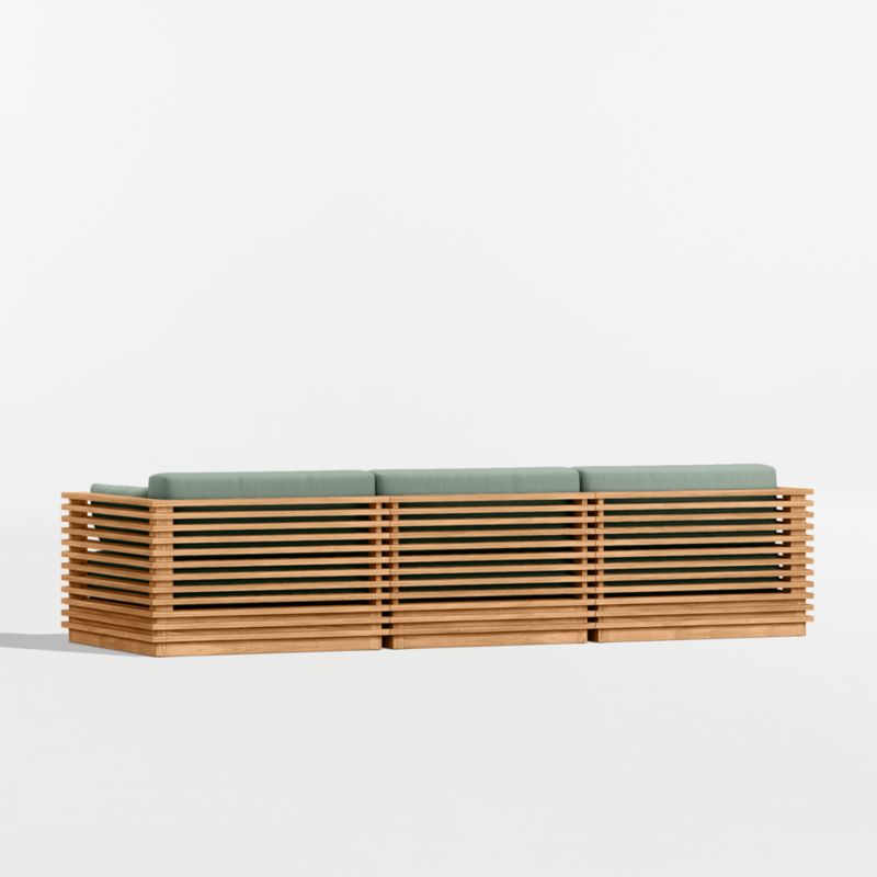 Batten 120" Natural Teak Outdoor Sofa with Canvas Spa Sunbrella ® Cushions - image 9 of 10