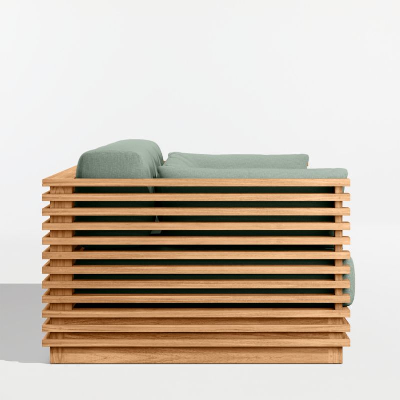 Batten 120" Natural Teak Outdoor Sofa with Canvas Spa Sunbrella ® Cushions - image 8 of 10