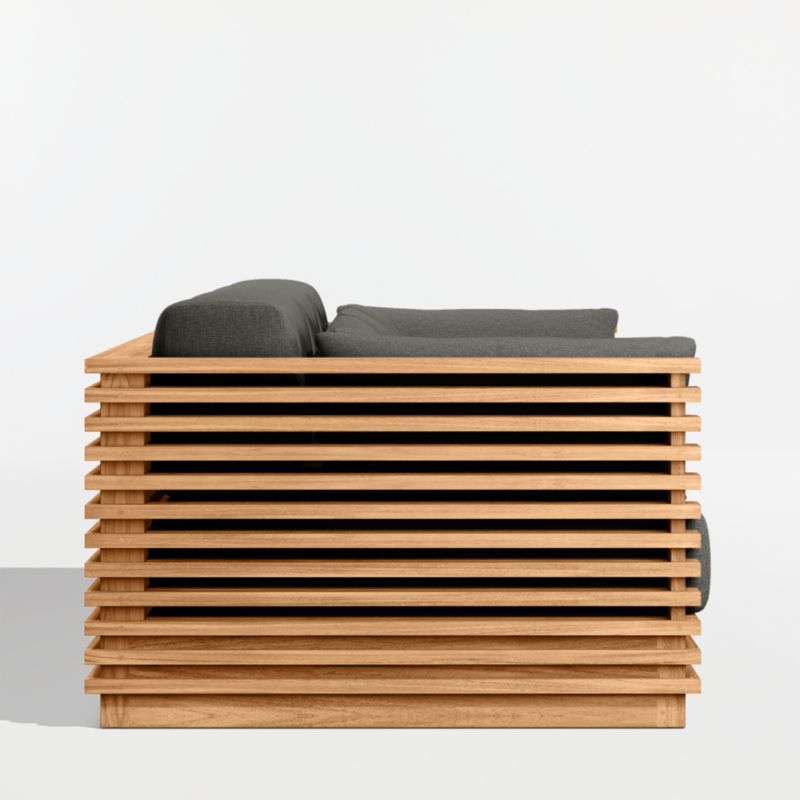 Batten 120" Natural Teak Outdoor Sofa with Cast Charcoal Sunbrella ® Cushions - image 9 of 11