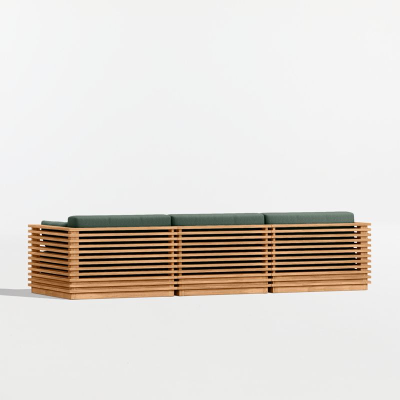 Batten 120" Natural Teak Outdoor Sofa with Cast Ivy Sunbrella ® Cushions - image 10 of 11