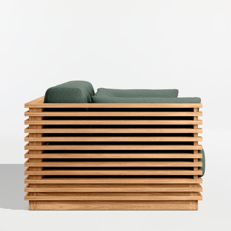 Batten 120" Natural Teak Outdoor Sofa with Cast Ivy Sunbrella ® Cushions - image 9 of 11