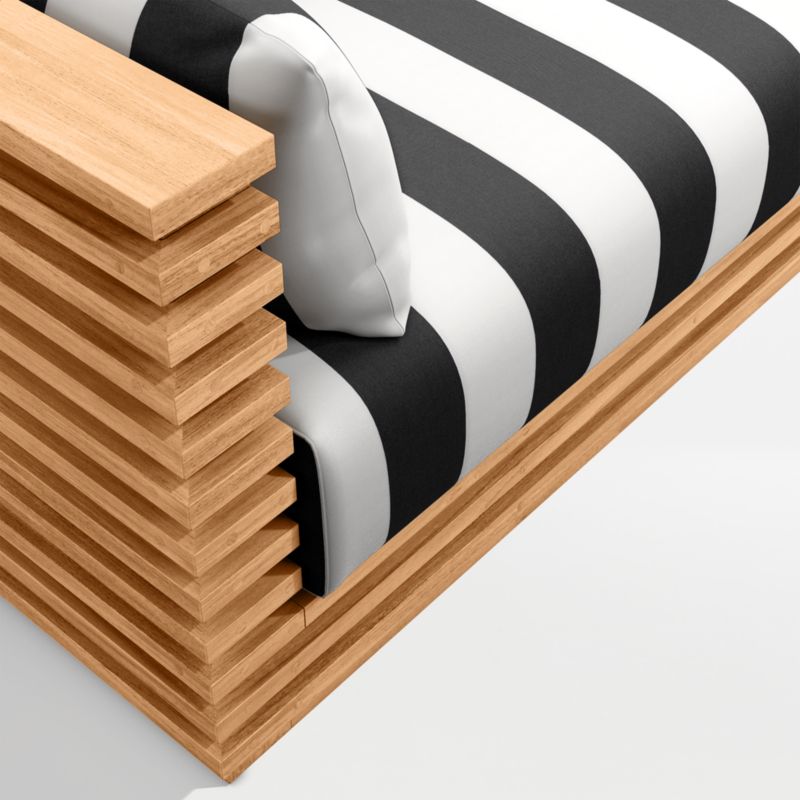 Batten 120" Natural Teak Outdoor Sofa with Black and White Cabana Stripe Sunbrella ® Cushions - image 10 of 10