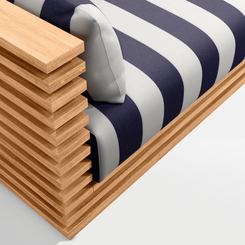 Batten Natural Teak 7-Piece L-Shaped Outdoor Sectional Sofa with Navy and White Cabana Stripe Sunbrella ® Cushions - image 10 of 10