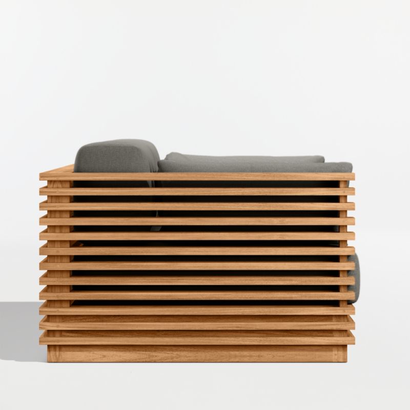 Batten 83" Natural Teak Outdoor Loveseat with Canvas Charcoal Sunbrella ® Cushions - image 8 of 10