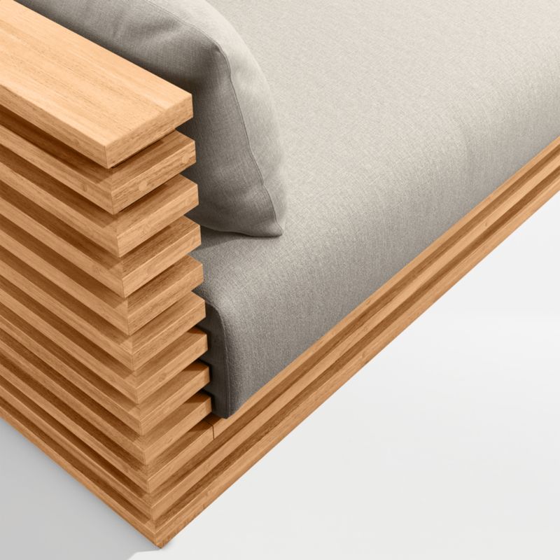 Batten Natural Teak 6-Piece L-Shaped Outdoor Sectional Sofa with Side Coffee Table & Canvas Flax Sunbrella ® Cushions - image 11 of 11