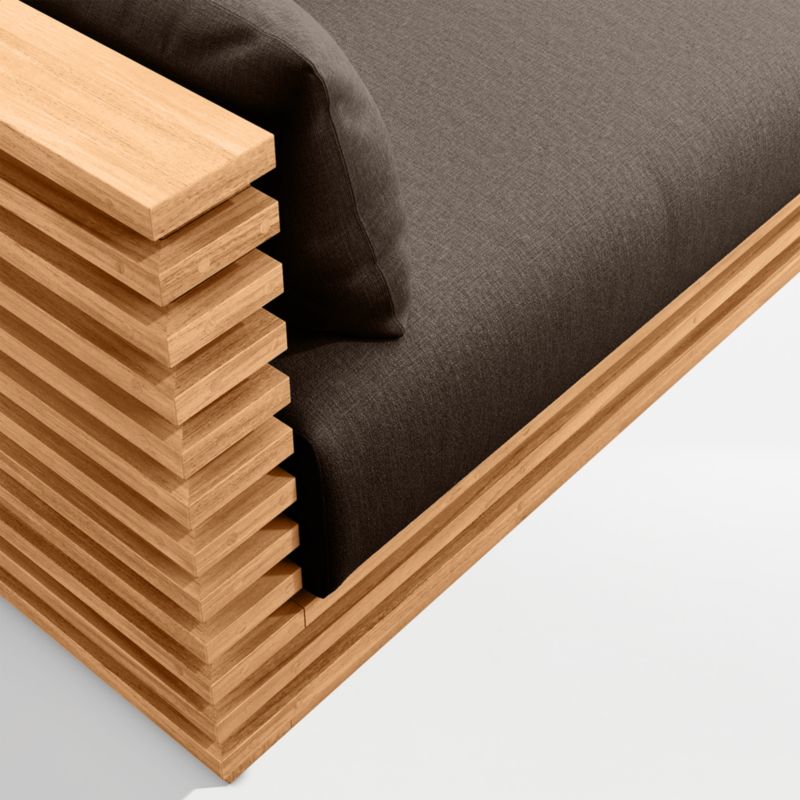 Batten Natural Teak 6-Piece L-Shaped Outdoor Sectional Sofa with Side Coffee Table & Canvas Java Sunbrella ® Cushions - image 11 of 11