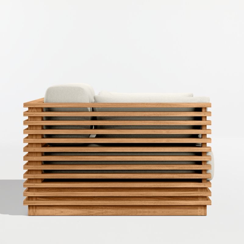 Batten 83" Natural Teak Outdoor Loveseat with Canvas Natural Sunbrella ® Cushions - image 8 of 10