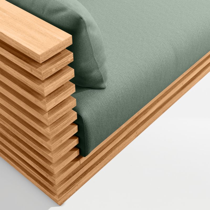 Batten 83" Natural Teak Outdoor Loveseat with Canvas Spa Sunbrella ® Cushions - image 10 of 10