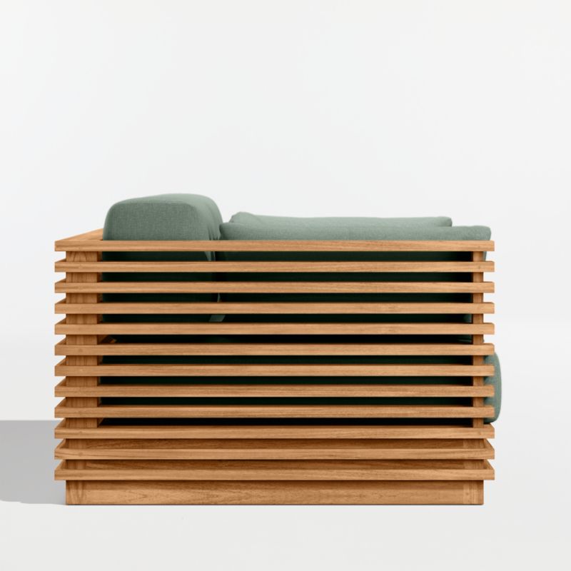 Batten 83" Natural Teak Outdoor Loveseat with Canvas Spa Sunbrella ® Cushions - image 8 of 10