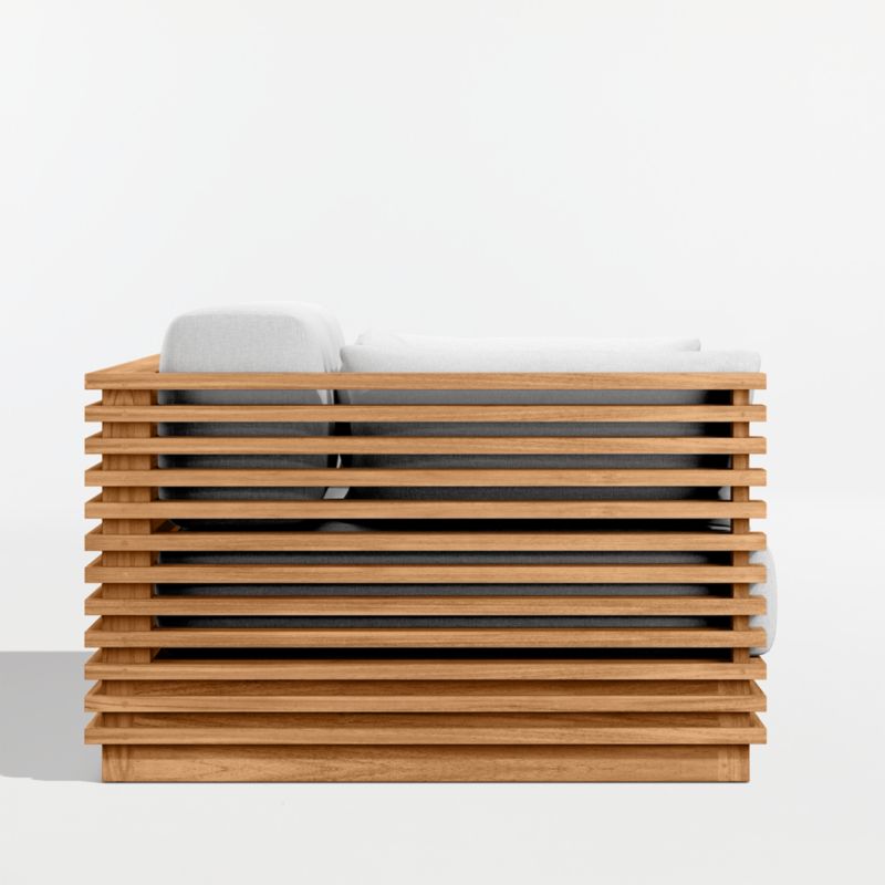 Batten 83" Natural Teak Outdoor Loveseat with Canvas White Sunbrella ® Cushions - image 8 of 10