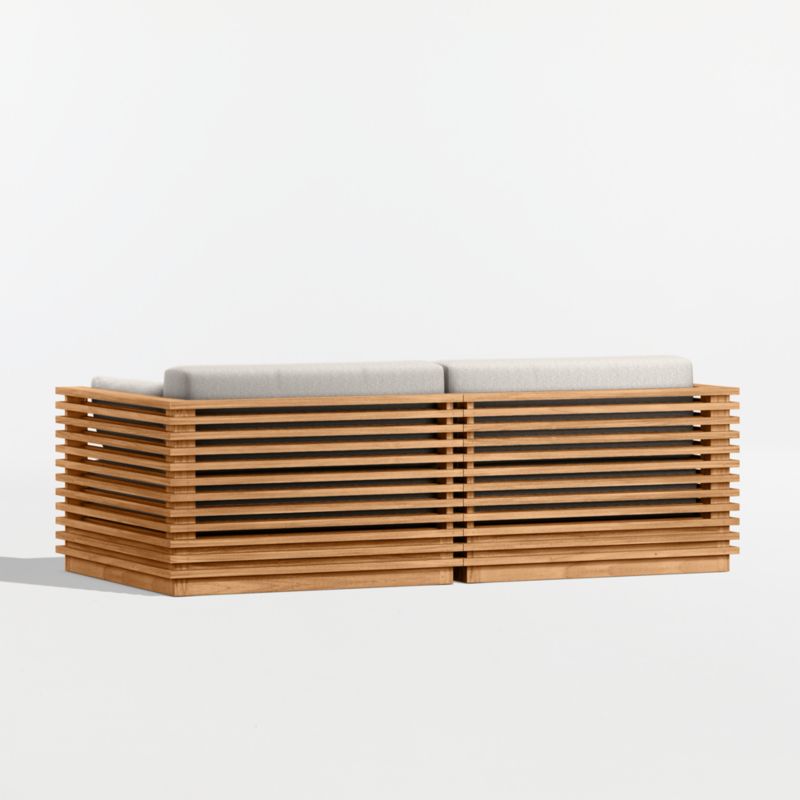 Batten 83" Natural Teak Outdoor Loveseat with Cast Ash Sunbrella ® Cushions - image 9 of 10