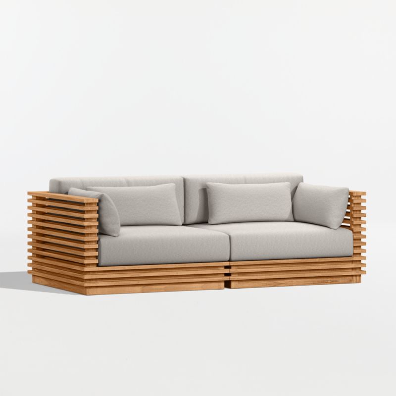 Batten 83" Natural Teak Outdoor Loveseat with Cast Ash Sunbrella ® Cushions - image 7 of 10