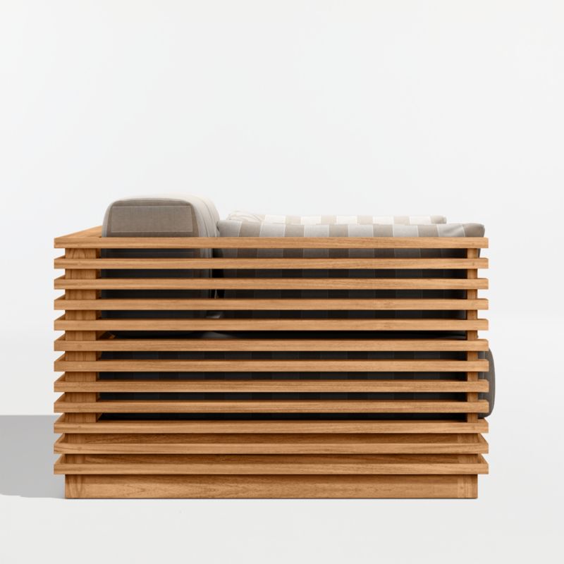 Batten 83" Natural Teak Outdoor Loveseat with Range Dune Stripe Sunbrella ® Cushions - image 9 of 10
