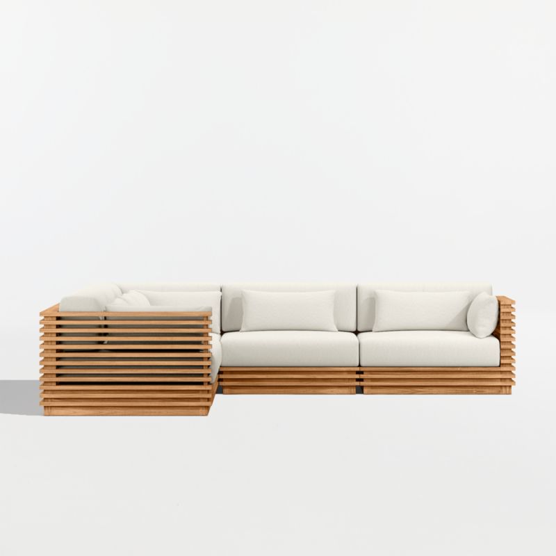 Batten Natural Teak 5-Piece L-Shaped Outdoor Sectional Sofa with Canvas Natural Sunbrella ® Cushions - image 8 of 11