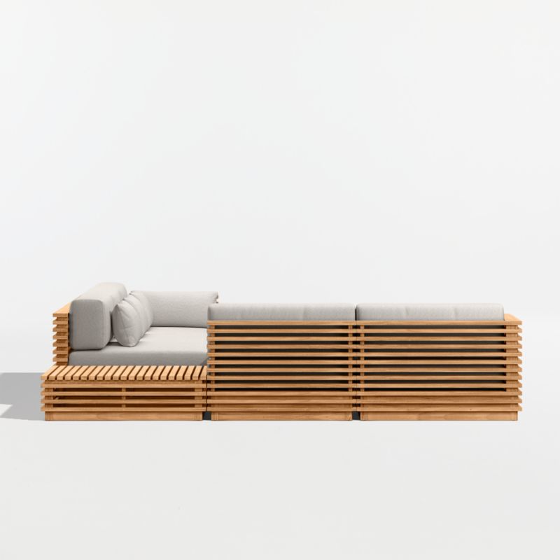 Batten Natural Teak 6-Piece L-Shaped Outdoor Sectional Sofa with Corner Coffee Table & Cast Ash Sunbrella ® Cushions - image 10 of 12