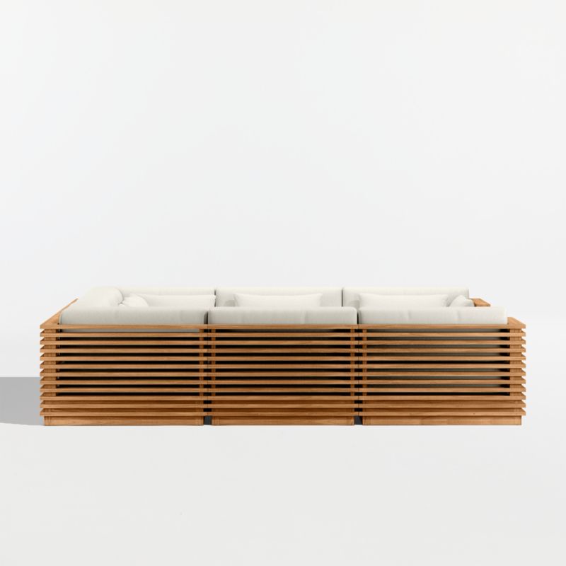 Batten Natural Teak 8-Piece U-Shaped Outdoor Sectional Sofa with Canvas Natural Sunbrella ® Cushions - image 8 of 9