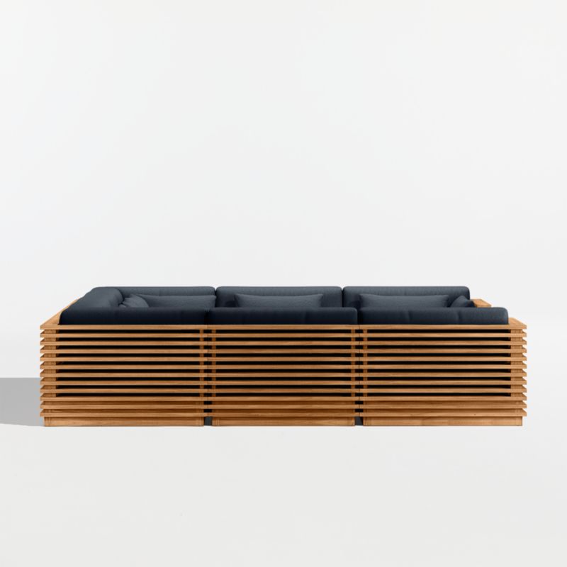 Batten Natural Teak 8-Piece U-Shaped Outdoor Sectional Sofa with Canvas Navy Sunbrella ® Cushions - image 8 of 9