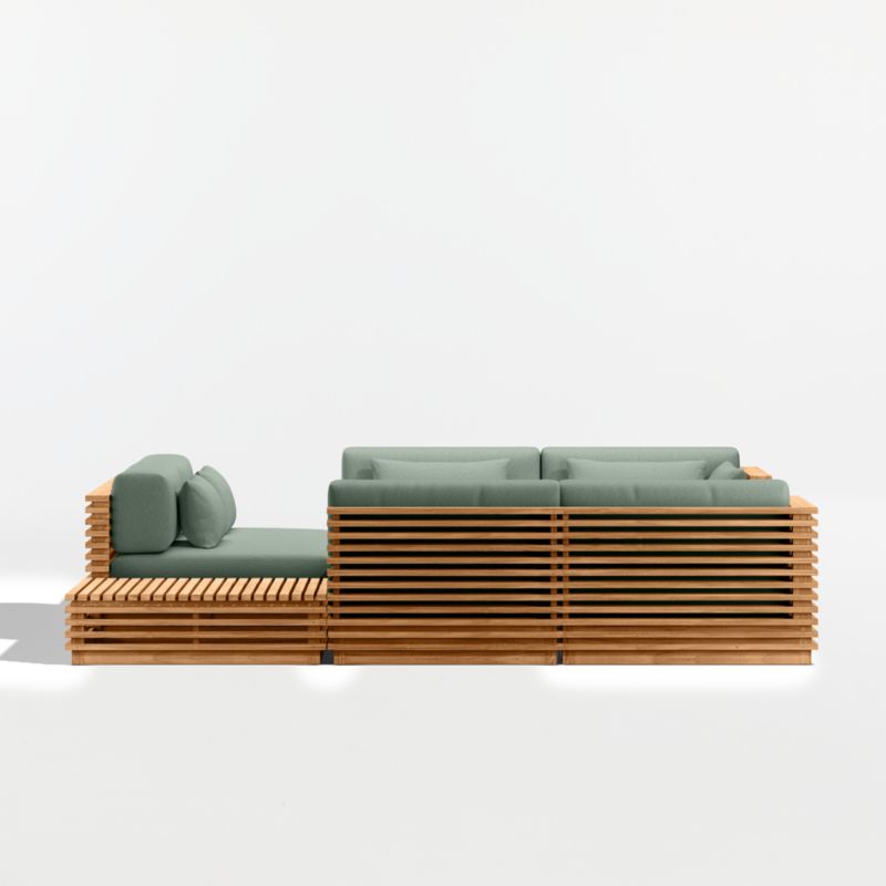 Batten Natural Teak 8-Piece U-Shaped Outdoor Sectional Sofa with Corner Coffee Tables & Canvas Spa Sunbrella ® Cushions - image 10 of 12