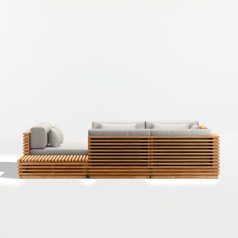 Batten Natural Teak 8-Piece U-Shaped Outdoor Sectional Sofa with Corner Coffee Tables & Cast Ash Sunbrella ® Cushions - image 10 of 12