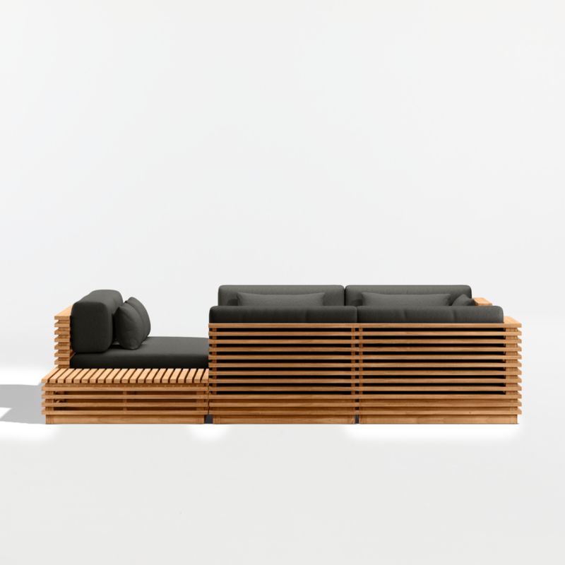 Batten Natural Teak 8-Piece U-Shaped Outdoor Sectional Sofa with Corner Coffee Tables & Cast Charcoal Sunbrella ® Cushions - image 9 of 11