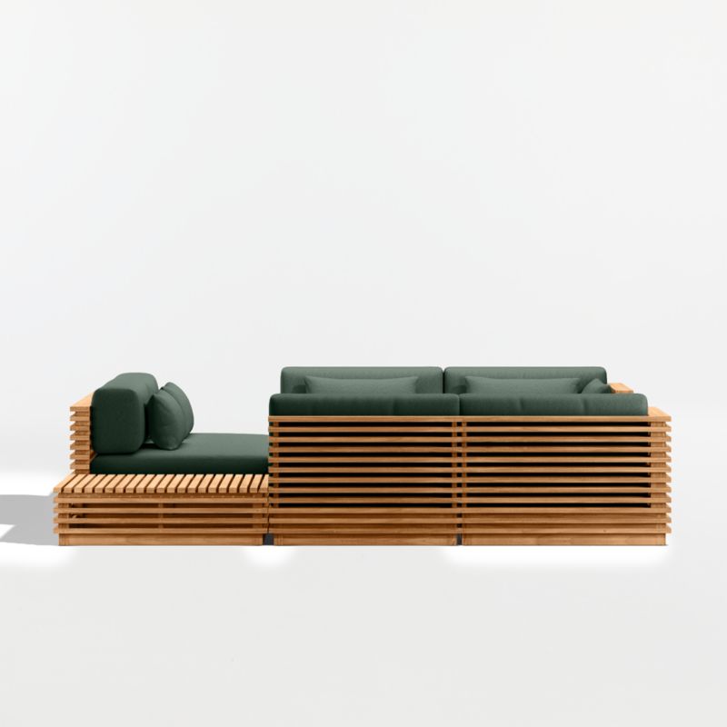 Batten Natural Teak 8-Piece U-Shaped Outdoor Sectional Sofa with Corner Coffee Tables & Cast Ivy Sunbrella ® Cushions - image 9 of 11