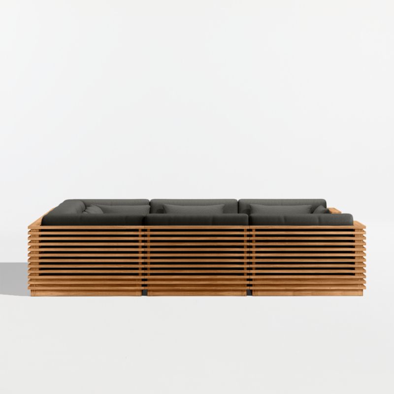 Batten Natural Teak 8-Piece U-Shaped Outdoor Sectional Sofa with Cast Charcoal Sunbrella ® Cushions - image 8 of 9