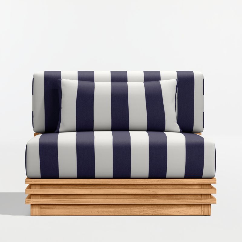 Viewing product image Batten Natural Teak Outdoor Armless Chair with Oat Cushions - image 1 of 11