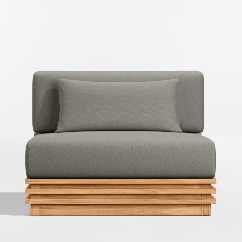 Viewing product image Batten Natural Teak Outdoor Armless Chair with Oat Cushions - image 1 of 11