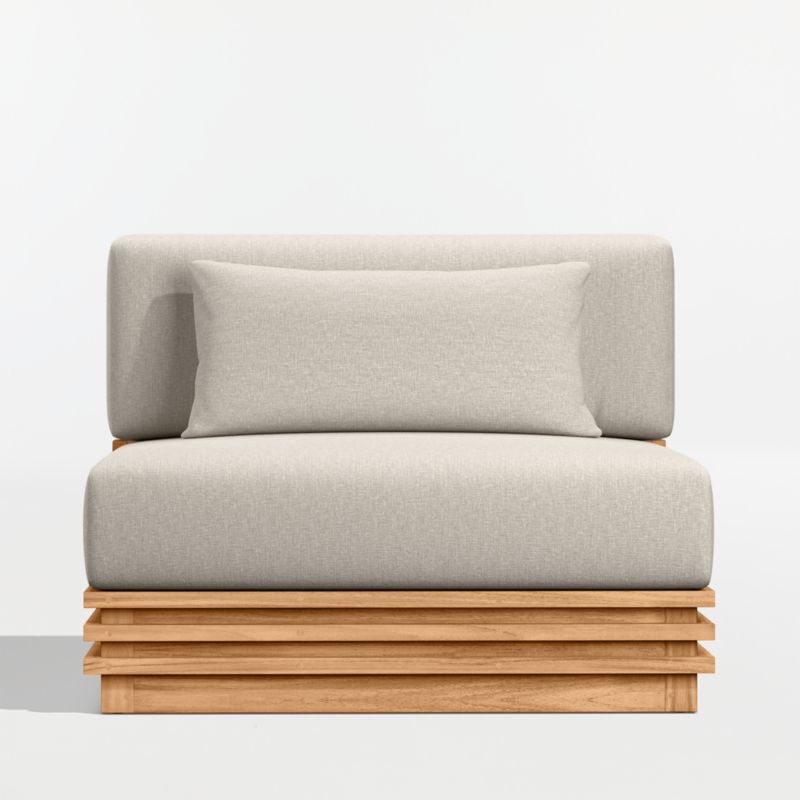 Viewing product image Batten Natural Teak Outdoor Armless Chair with Oat Cushions - image 1 of 11