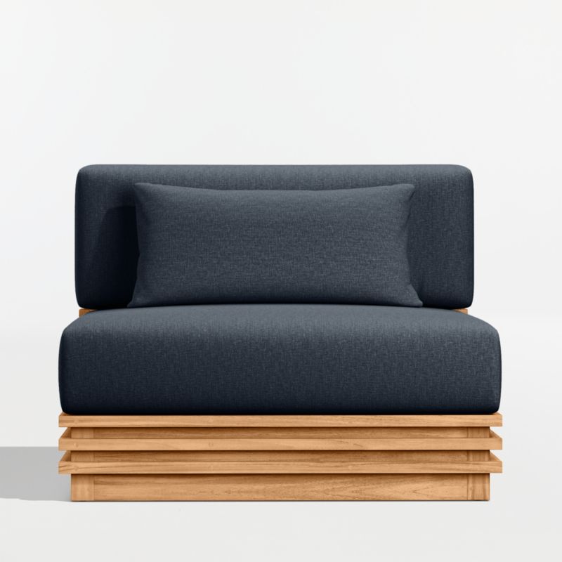 Viewing product image Batten Natural Teak Outdoor Armless Chair with Oat Cushions - image 1 of 11