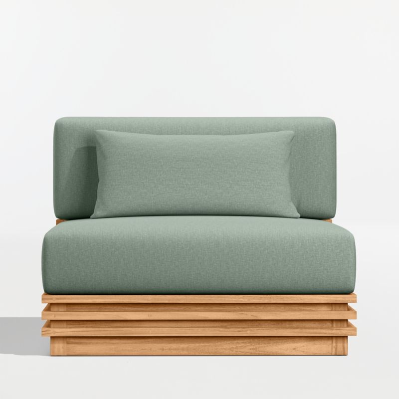 Viewing product image Batten Natural Teak Outdoor Armless Chair with Oat Cushions - image 1 of 11