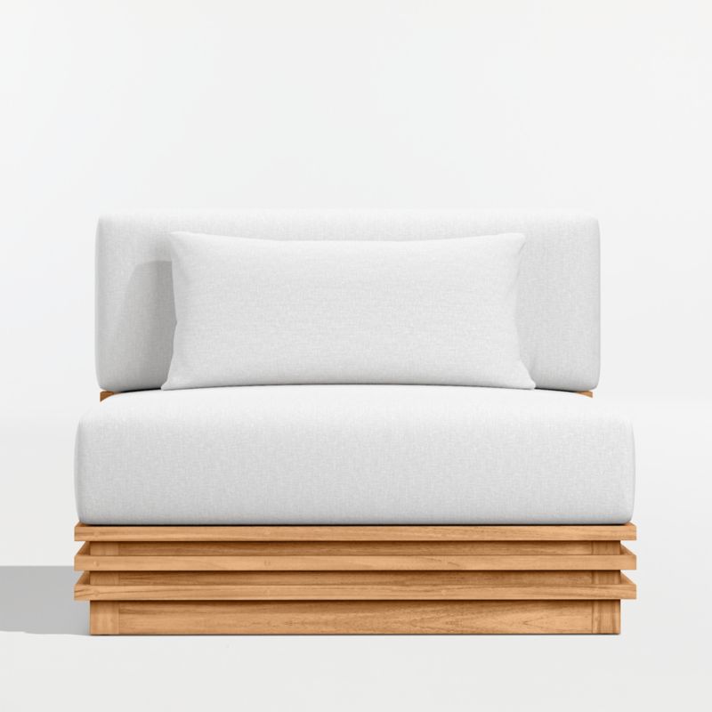 Viewing product image Batten Natural Teak Outdoor Armless Chair with Oat Cushions - image 1 of 11