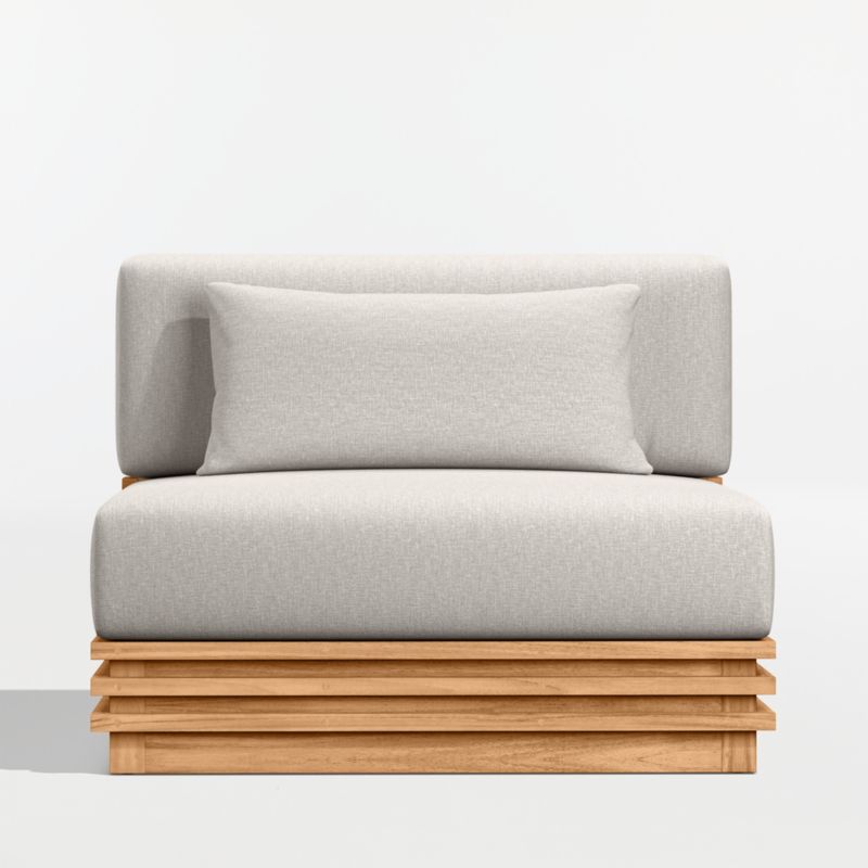 Viewing product image Batten Natural Teak Outdoor Armless Chair with Oat Cushions - image 1 of 11