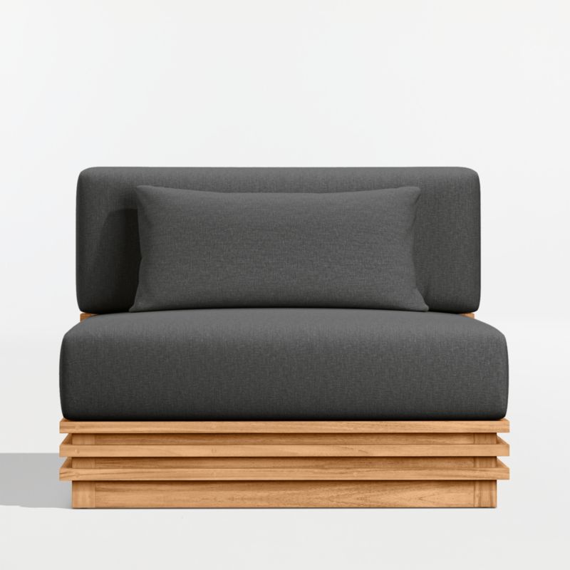 Viewing product image Batten Natural Teak Outdoor Armless Chair with Oat Cushions - image 1 of 11