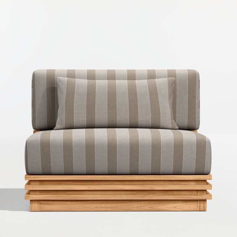 Viewing product image Batten Natural Teak Outdoor Armless Chair with Oat Cushions - image 1 of 11